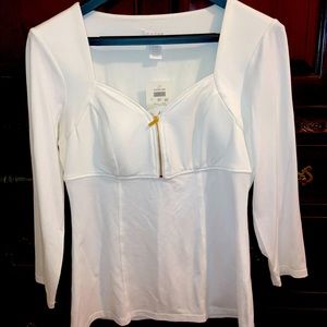 White Zipper Blouse